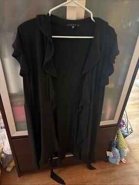 Black Ruffle Women's wrap around dress
